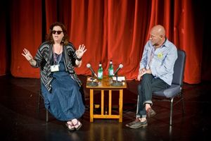Theresa Rebeck, Gary Garrison (Executive Director of Creative Affairs) Photo