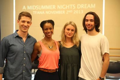 Zach Appelman (Demetrius), Mandi Masden (Helena), Lilly Englert (Hermia) and Jake Hor Photo