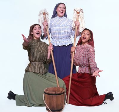 Jessica Martens as Hodel, Marie Schmidt as Tzeitel, and Jada Smith as Chava Photo