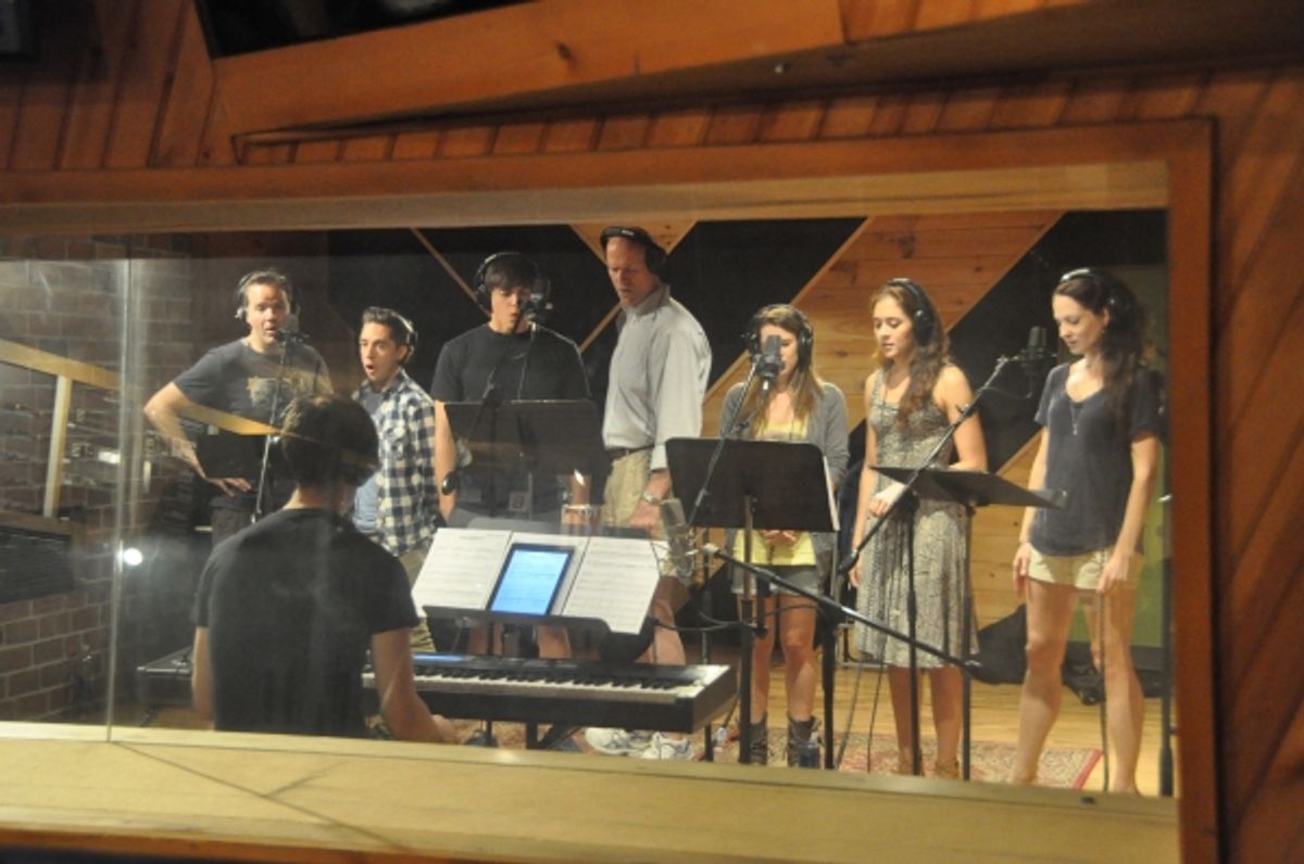 Brian Munn, Michael Wartella, Derek Klena, Michael DeVries, Carla Stickler, Emily Mechler, Amanda Rose with Musical Director Ben Cohn at 