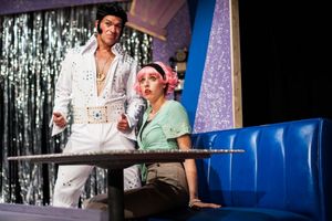 Kirk Kelso (L) and Vanessa Marie (R) in GREASE.  Photo by Aleks Ortynski. Photo