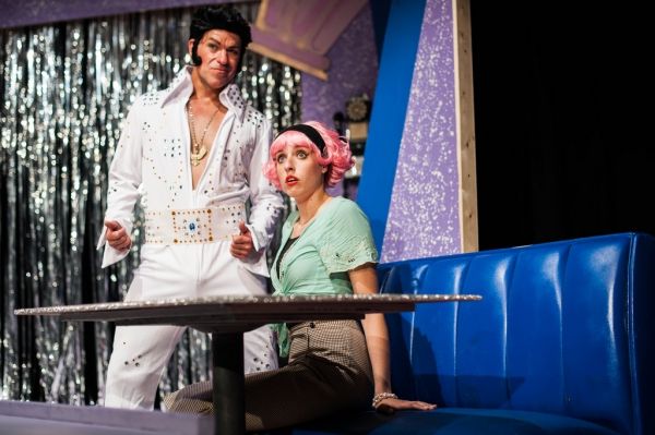 Kirk Kelso (L) and Vanessa Marie (R) in GREASE.  Photo by Aleks Ortynski. Photo