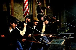 (Top) Michael McKeogh as Colonel Joshua Lawrence Chamberlain and (bottom, L to R) Mat Photo