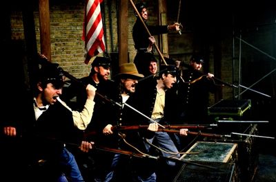 (Top) Michael McKeogh as Colonel Joshua Lawrence Chamberlain and (bottom, L to R) Mat Photo