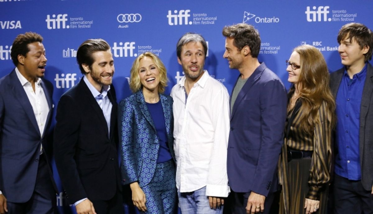 Terrence Howard, Jake Gyllenhaal, Maria Bello, Denis Villeneuve, Hugh Jackman, Melissa Leo and Paul Dano at 