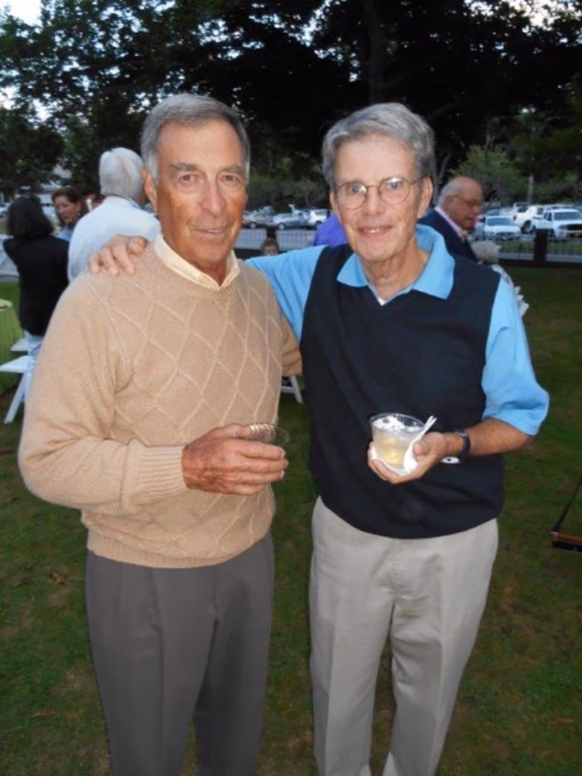 Frank Rotunno and Harry Hackett at Sculptor John Rist Jr. Brings 'Fabulous Fish' to Southampton Historical Museum Party