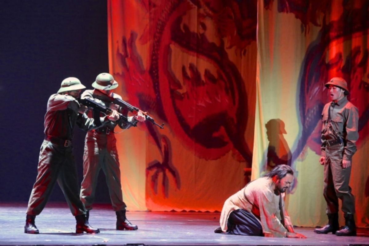 (Austin Ku) and Soldier 2-(Chris Ignacio) with the Engineer (Orville Mendoza) and the Commissar (Glen Llanes) at 