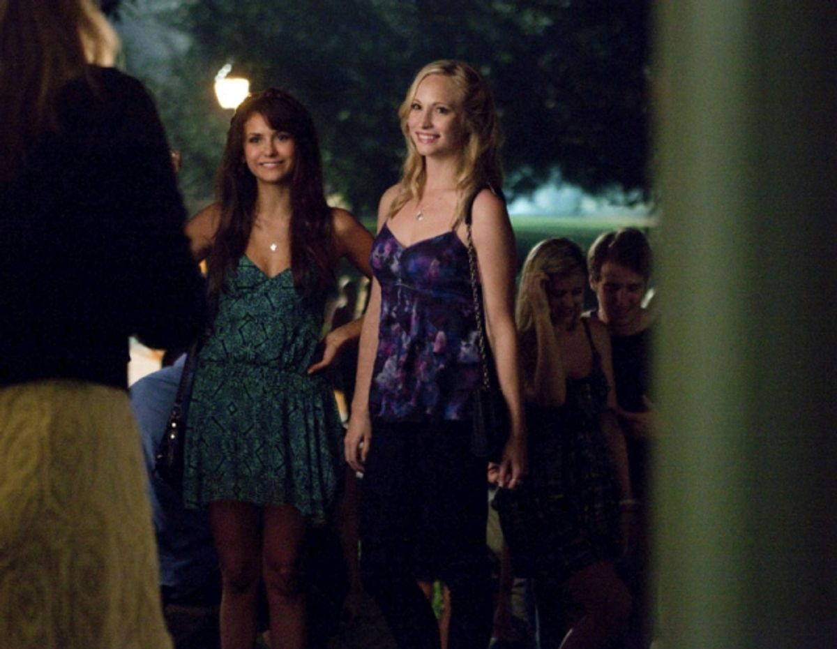 The Vampire Diaries -- I Know What You Did Last Summer- Pictured (L-R): Nina Dobrev as Elena and Candice Accola as Caroline Photo: Annette Brown/The CW at 