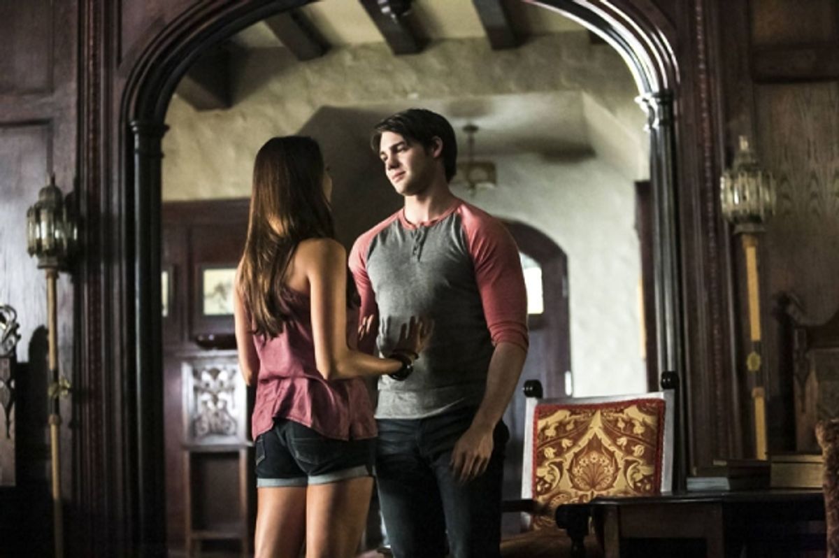 The Vampire Diaries -- I Know What You Did Last Summer -- Pictured (L-R): Nina Dobrev as Elena and Steven. R. McQueen as Jeremy Photo: Annette Brown/The CW at 