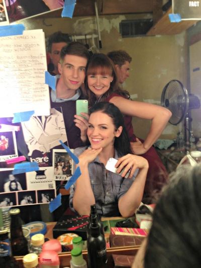 The house is now open! Fifteen minutes to places! Lindsay Pearce poses with cast mate Photo