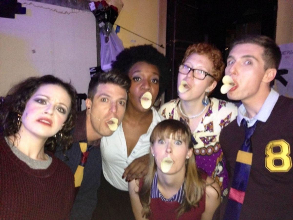 Stagehand Leah Miller with the cast of BARE at 