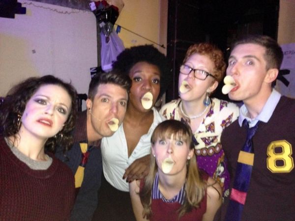 Stagehand Leah Miller with the cast of BARE Photo