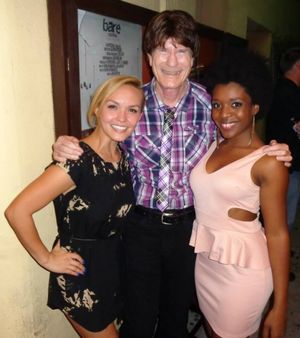 Journalist Steven Stanley poses with BARE actress Katherine Washington and Ã¢â‚¿ Photo