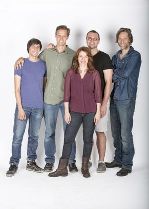 Director Davis McCallum (second from left) and playwright Samuel D. Hunter (second fr Photo