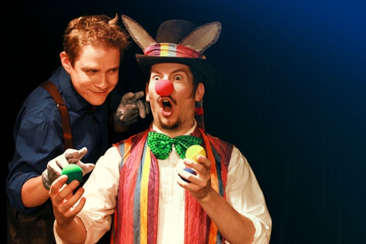 Puck (Jonathan Emerson) & Bottom (Blaine Smith) ''What hempen homespuns have we swaggering here.'' at 