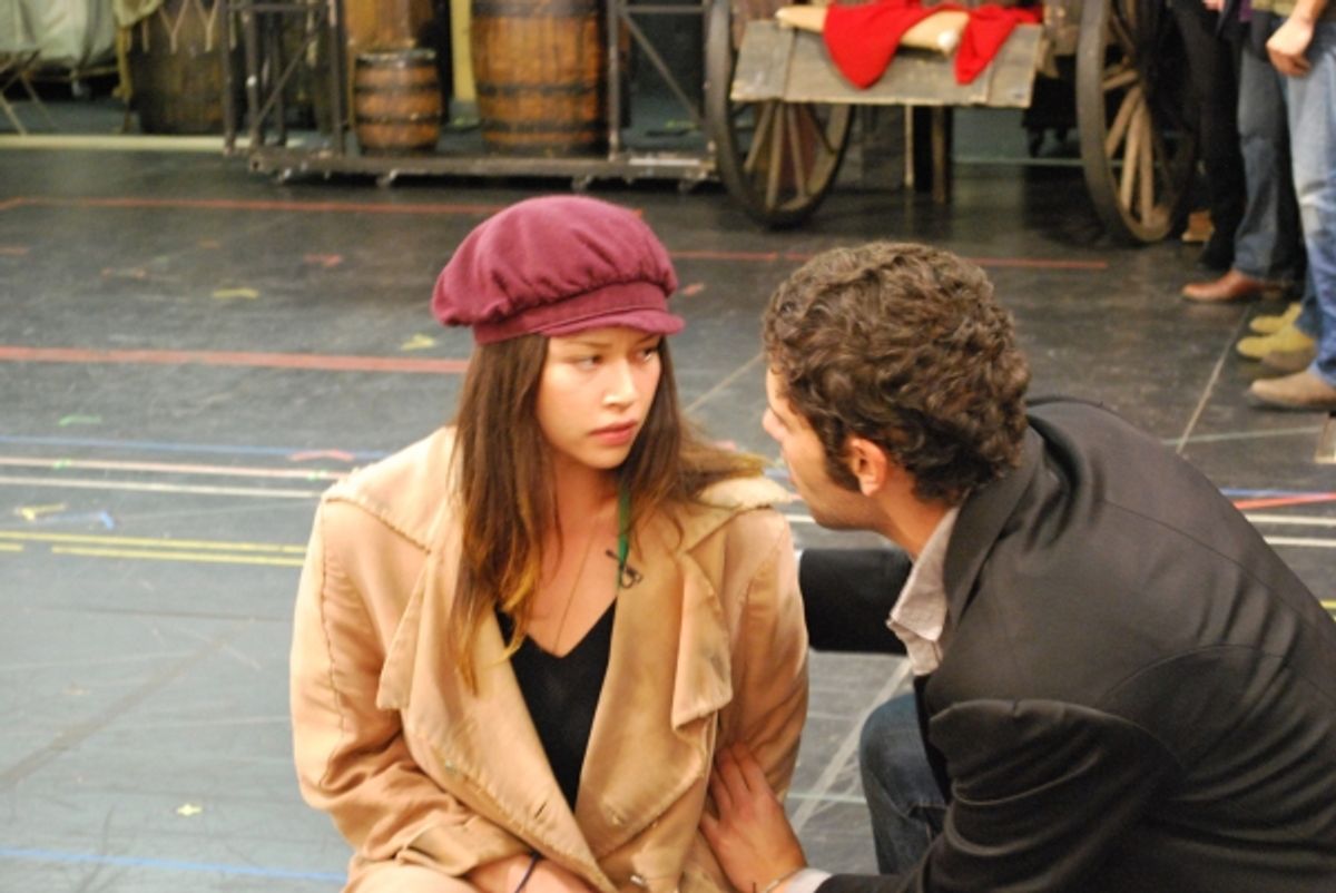 Melissa O'Neil and Perry Sherman in rehearsal for Les Miserables. at 