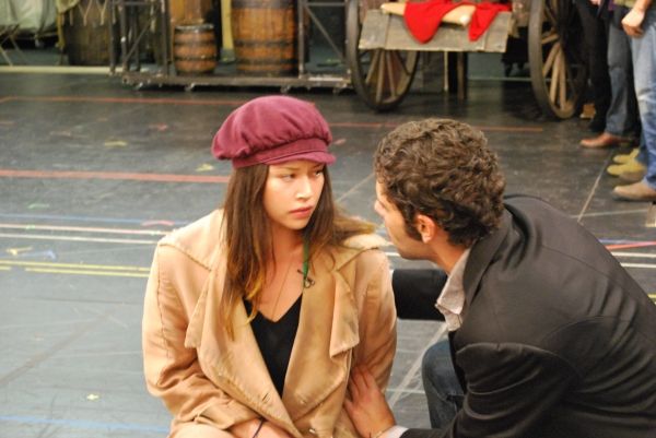 Melissa O'Neil and Perry Sherman in rehearsal for Les Miserables. Photo