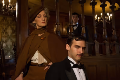 Tia Speros (Miss Tweed), Jaron Barney (Clive) and Joseph Medeiros (Nigel).  Photo