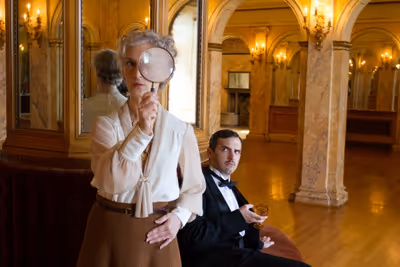 Tia Speros (Miss Tweed) and Joseph Medeiros (Nigel). Photo