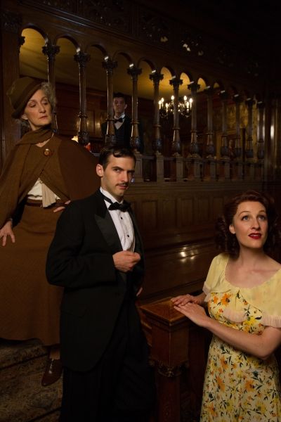 Tia Speros (Miss Tweed), Jaron Barney (Clive), Joseph Medeiros (Nigel) and Laura Hall Photo