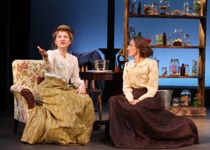 (left) Deanne Lorette as Evans’ best friend â€â€" the painter Barbara Bodichon â€â€" and Aedin Moloney as Mary Anne Evans also known as George Eliot @ BroadwayWorld (left) Deanne Lorette as Evans’ best friend â€â€" the p Photo