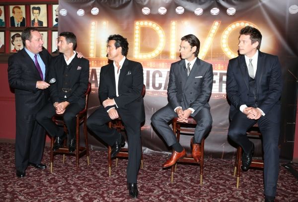 Jimmy Nederlander introduces Sebastien Izambard, Carlos Marin, Urs Buhler and David M Photo