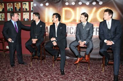 Jimmy Nederlander introduces Sebastien Izambard, Carlos Marin, Urs Buhler and David M Photo