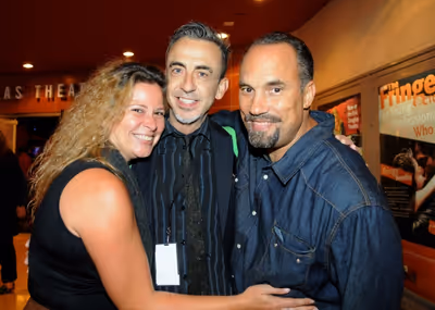 Jessica Hanna, production stage manager Kirk Wilson and writer/performer Roger Guenve Photo