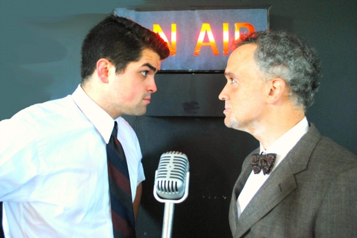 Kyle Miller as Orson Welles (L), Richard Harris as John Houseman at 