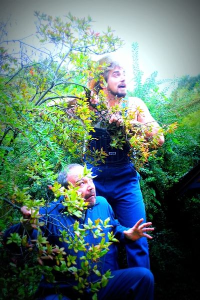Sam Bennett (top) and Todd Hunter play volunteer firemen in the town where the Martia Photo