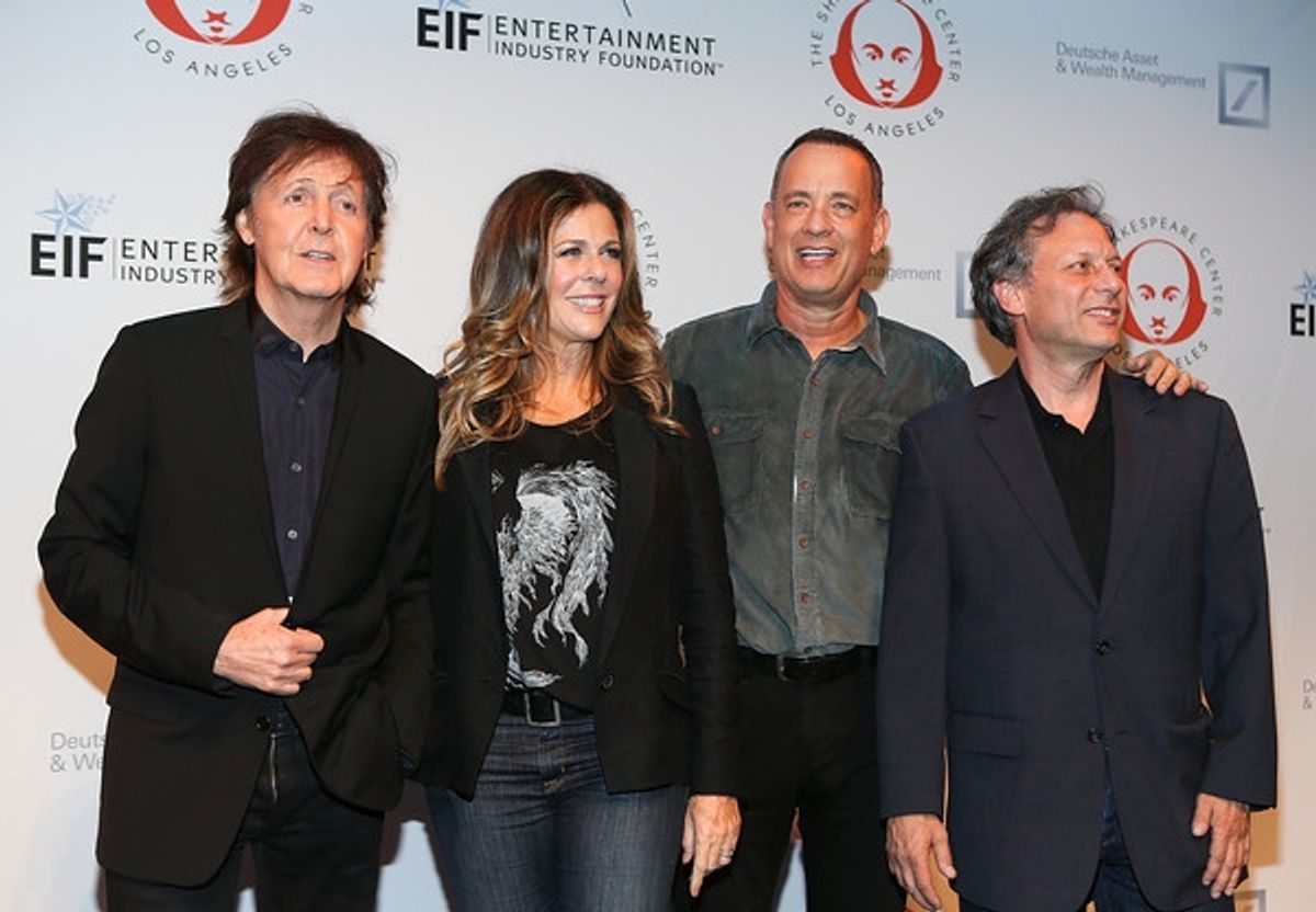 From left, recording artist Sir Paul McCartney, actress Rita Wilson, actor Tom Hanks and Ben Donenberg at 