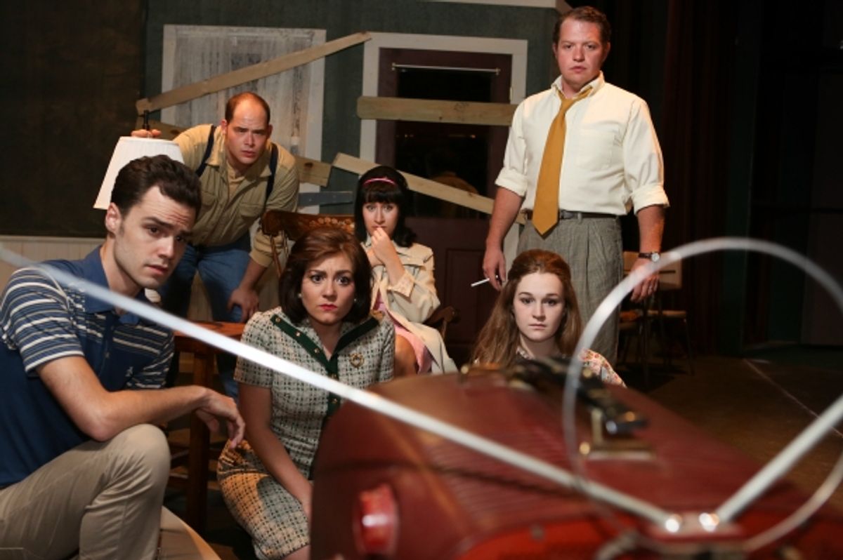 The cast of New Line Theatre''s ''Night of the Living Dead,'' 2013. L-R, Joseph McAnulty, Zachary Allen Farmer, Sarah Porter, Marcy Wiegert, Mary Beth Black, Mike Dowdy. at 