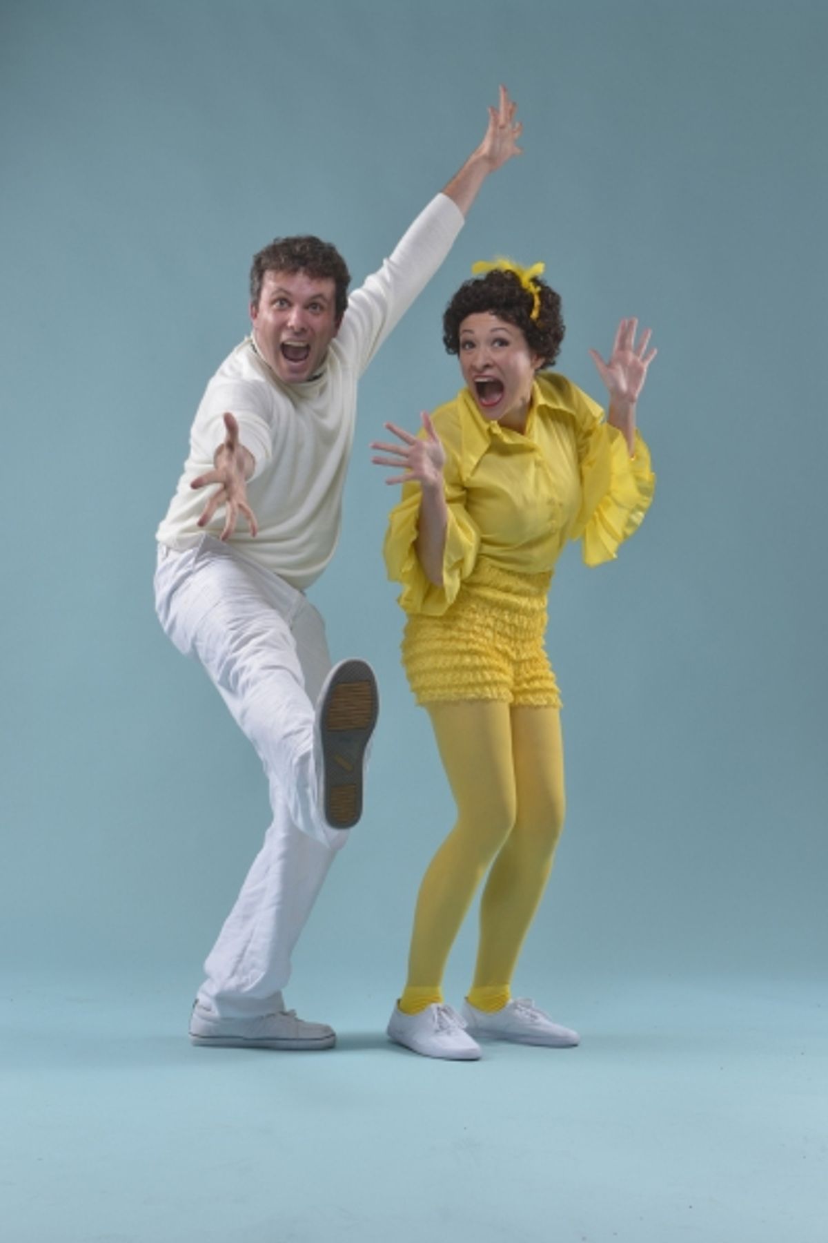 Snoopy (Keith Pinto) and Woodstock (Janine Burgener)  do the ''happy dance'' at 