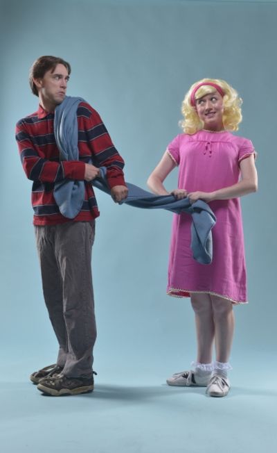 Linus (Kyle Stoner) is pursued by Sally (Chloe Condon) Photo