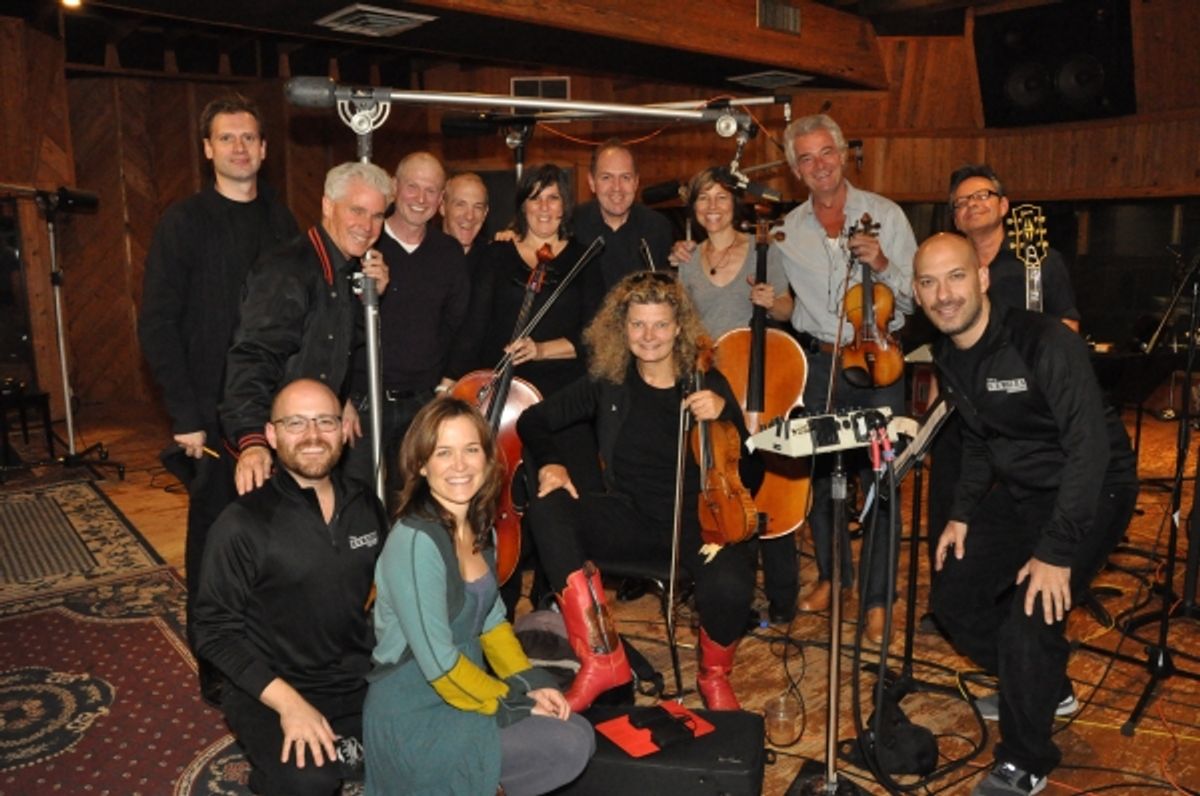The Newsies Orchestra-Steven Malone (Musical Director), Mat Eisenstein (Arranger and Orchestrations)  and Julie Foldesi (Music and Lyrics) with Deborah Assael (Cello), Laura Bontrager (Cello), Victor Costanel (Violin), Paul Davis (Drums), Ray Kilday (Bass at 