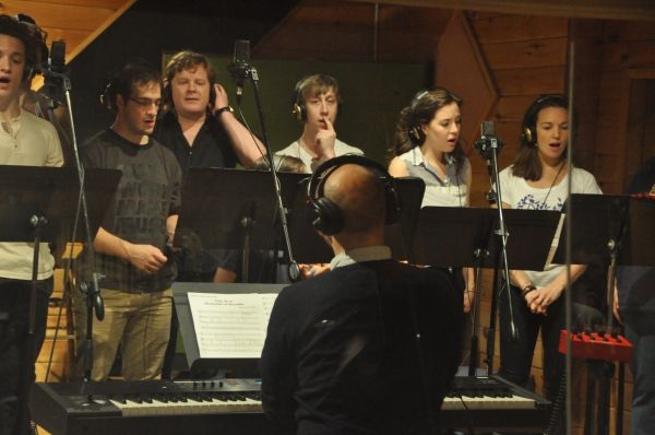 Steven Malone conducting Iain Young, Evan Kesprzak, Mark Aldrich, Ryan Breslin, Liana Photo