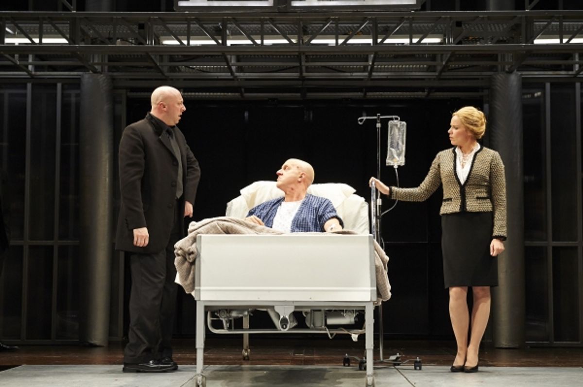 Lynn Robert Berg (left, as Richard), Darren Matthias (center, as King Edward IV) and Sara M. Bruner (as Queen Elizabeth)  at 