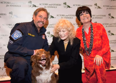 Billy Monahan, Hunter (the Search Dog), Loretta Swit and JoAnne Worley Photo