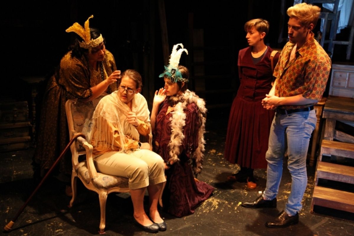Adithi Chandrashekar, Marsha Harman (as Maurine Watkins, older), Jaclyn Hennell, Jessica London-Shields (as Maurine Watkins, younger) and Jake Szczepaniak at 
