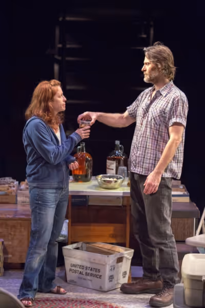 Eva Kaminsky as QZ and Michael Laurence as Bryan  Photo