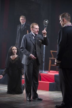 Natascia Diaz as Mariana, Jack Wetherall as Escalus, Scott Parkinson as Angelo and Kurt Rhoads as The Duke @ BroadwayWorld Natascia Diaz as Mariana, Jack Wetherall as Escalus, Scott Parkinson as Angelo and Ku Photo