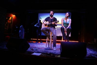 Ashkon Davaran and Rebecca Naomi Jones with Vinny Pavlish on violin Photo
