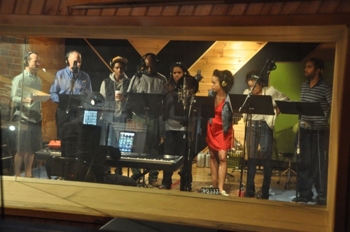 Jason Michael Webb (Musial Director) with Jamie LaVerdiere, John Jellison, Ephraim M. Sykes, Donald Weber, Jr, Rebecca Covington, Sasha Hutchings, Sydney Morton and Jesse Nagar at 