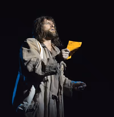 Jean Valjean (Gregg Goodbrod) is freed from his 19-year prison sentence Photo