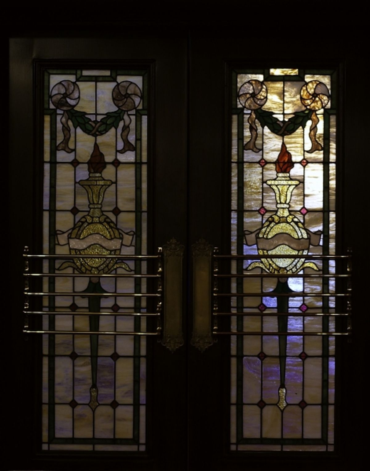 Stained Glass Window Doors in the lobby Entrance at 