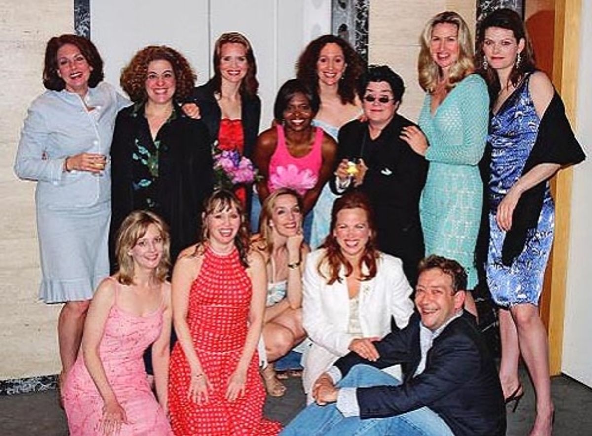 Michelle Pawk, Mary Testa, Jennifer Laura Thompson, LaChanze, Barbara Walsh, Lea Delaria, Luba Mason and Kate Shindle Bottom Row: Heather Lee, Sally Murphy, Julia Murney, Carolee Carmello and Michael John LaChiusa (''The Girly Show'' a Celebration of the  at 