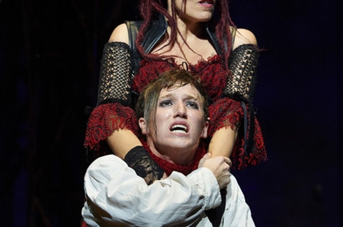Actors Sara M. Bruner (as Mrs. Lovett) and Chris Cowan (as Tobias Ragg)  at 