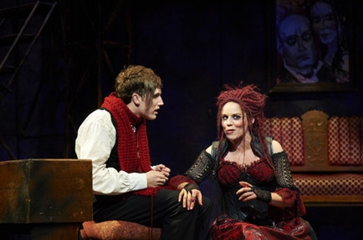 Actors Sara M. Bruner (as Mrs. Lovett) and Chris Cowan (as Tobias Ragg)  at 