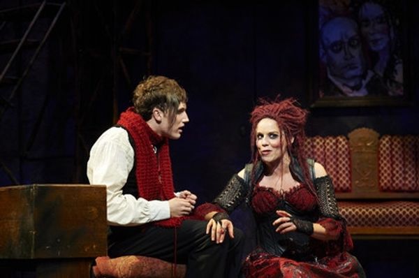 Actors Sara M. Bruner (as Mrs. Lovett) and Chris Cowan (as Tobias Ragg)  Photo