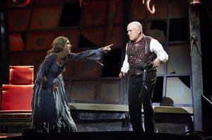 Actors Jodi Dominick (as Beggar Woman) and Tom Ford (as Sweeney Todd)  Photo